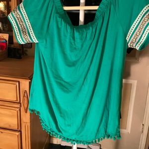 Hannah Small Peasant Blouse with Embroidered Sleev